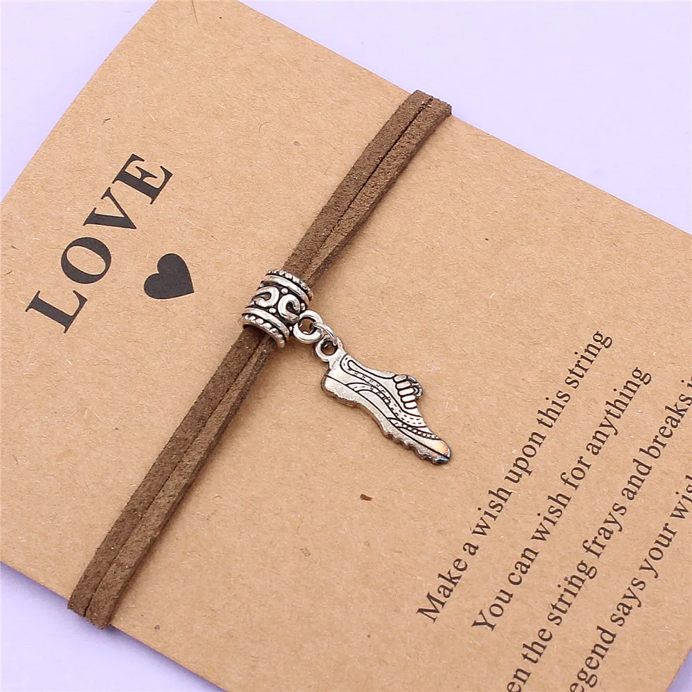Make a wish Ancient Silver Color sports shoes Adjustable Bracelet Round Handmade Woven Simple Fashion Women Jewelry | Украшения и