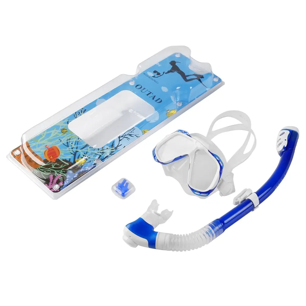 

OUTAD Diving Snorkeling Freediving Mask Snorkel Set Tempered Glass Lenses Adjustable Strap UV Protection Anti-fog Waterproof