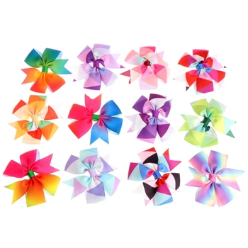 

2020 New Beautiful 12Pcs Girls Baby Kid Hair Bows Hairpin Alligator Princess Ribbon Clip Grosgrain Girls Love