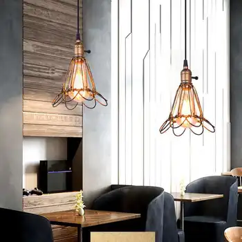 

Retro Industrial Style Iron Cage Loft Chandelier Nordic Personalized Creative Clothing Stor Bar Internet Cafe Hanging lighting
