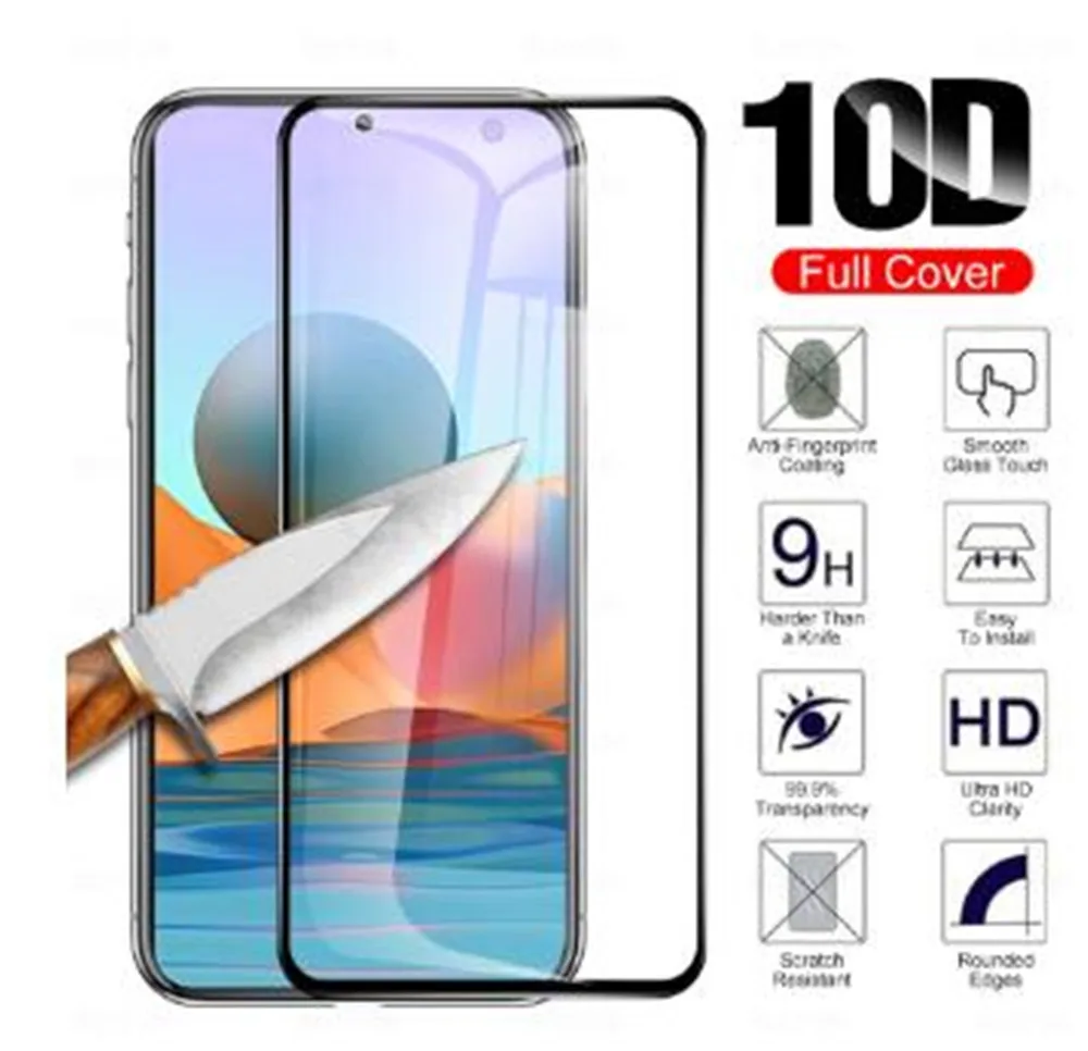 Vetro Temperato 9D Per Xiaomi Redmi Note10 Pro Max Proteggi Schermo Per Xiaomi Redmi Note 9 T S Pro 8 T Pro Full Cover Glass