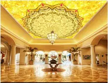 

3d ceiling murals photo wallpaper Gold buddhist mandala sanskrit flower living room decoration Wallpaper for walls in rolls
