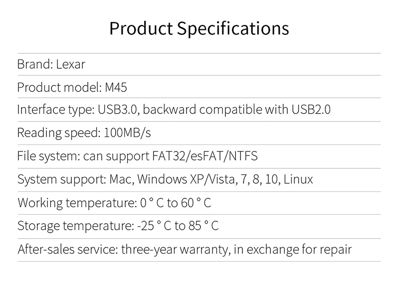 Lexar USB 3,0 M45 USB флэш-накопитель 32 Гб 64 Гб Высокое Скорость 100 МБ/с. металлический флэш-накопитель U Stick 128 ГБ usb-носитель Stick устройства хранения данных