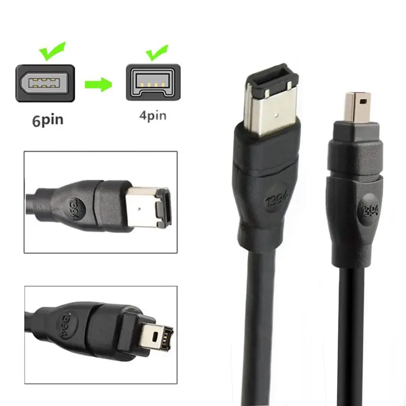Firewire Cable Adapter FireWire 800 IEEE-1394B 9pin 6Pin To 6pin 4 Pin To 4 Pin IEEE 1394 For ILink Adapter Cable 4Pin Firewire 400 Cable 1.8m 3m 5m