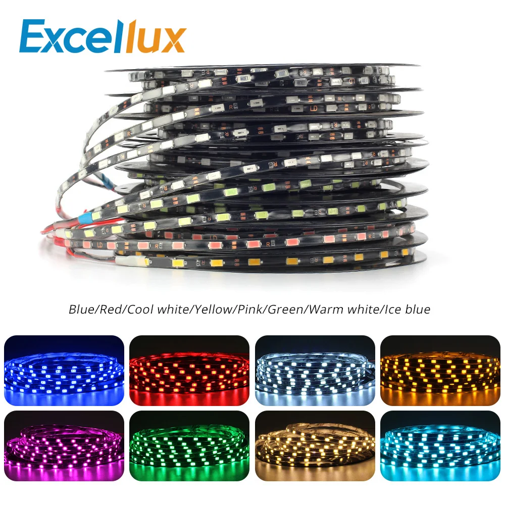 5730 LED Strip light: Narrow Side Flexible DC12V 5M 60leds/m 4.7mm Width Black Board IP67 Waterproof Car&ampHome Decoration Light | Лампы и