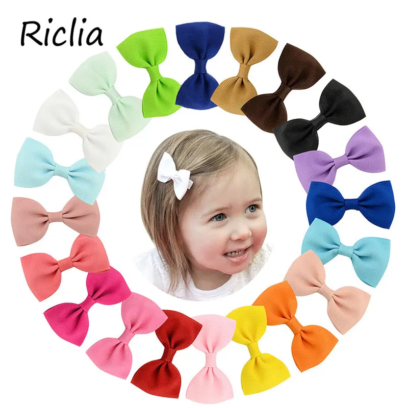 

Riclia 2pcs/lot 20 Colors Kids Hairpins Solid Bow Child Headhair Candy Cute Children Hair Accessories Headwear For Girls As Gift