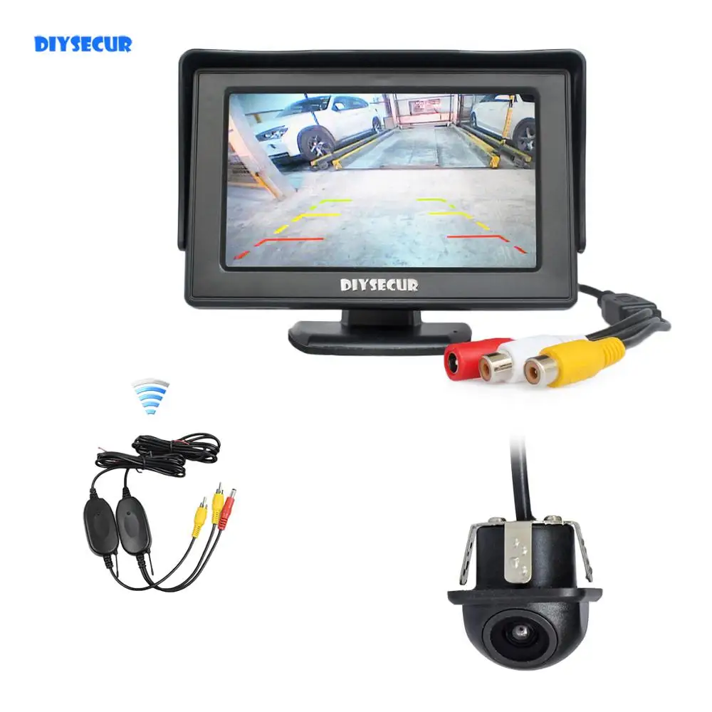 DIYSECUR беспроводной 4,3 дюймов HD ЖК-дисплей заднего вида монитор для автомобиля мини автомобиль Cam заднего вида автомобиля камера реверсивная