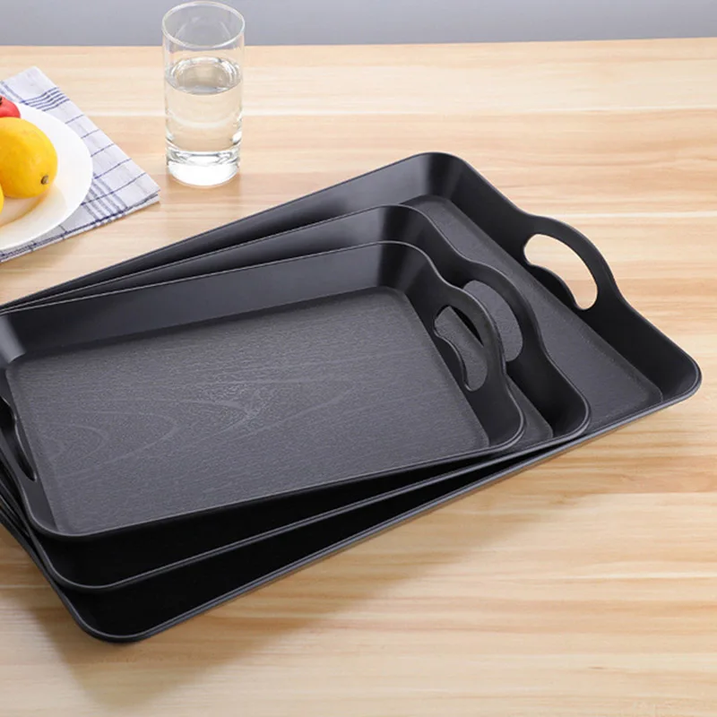

Durable Acrylic Plastic Serving Tray Rectangular Plastic Tray Food Serving Trays Anti-slip Scratch-resistant P666