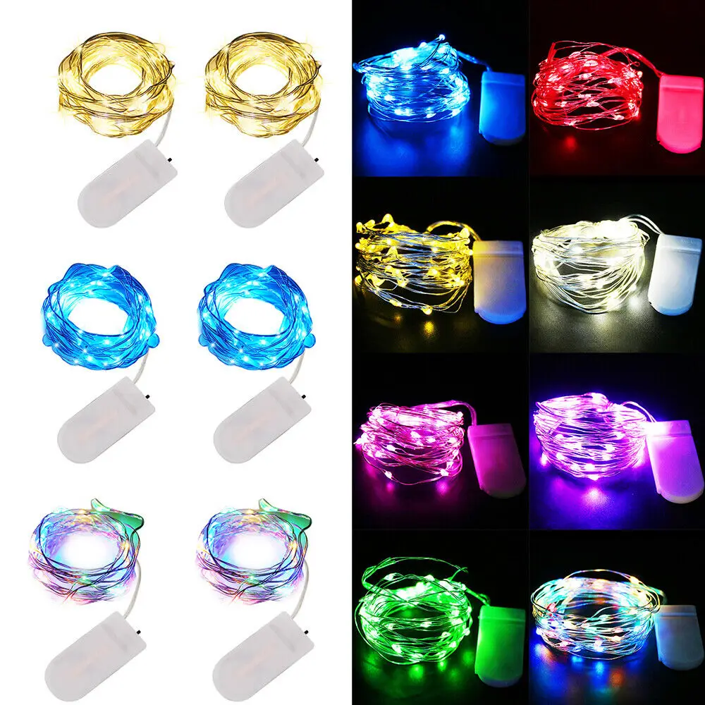 thumbnail image 4 of Guirnalda de luces LED de alambre de cobre de 20 a 40 ledes que funciona con pilas, para decoración de fiestas, bodas, interiores y Navidad, 4 of 5