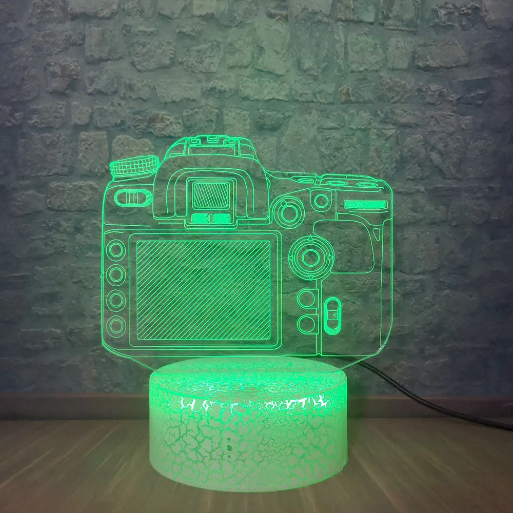 3D светодиодный Ночной светильник модель камеры иллюзия светодиодная USB