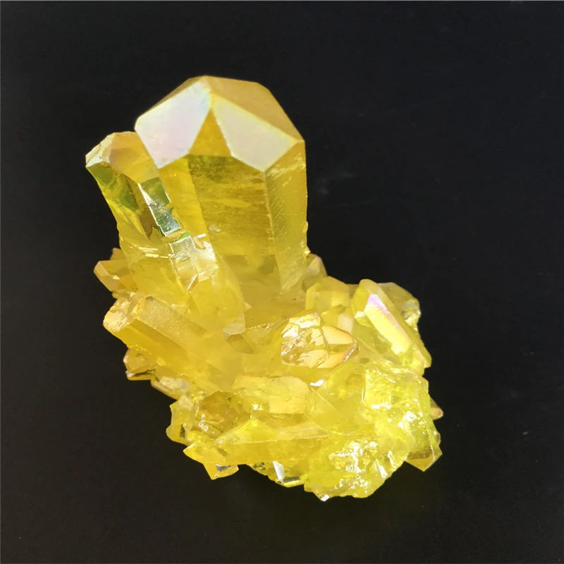 100g Hot Beautiful Electroplate Yellow Aura Quartz Crystal Light With Gif Stone As Cluster For Home Rainbow Decor Stones Aliexpress