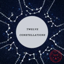 New Design 12 Constellations 925 Sterling Silver Fashion Zircon Women's Necklaces Gorgeous Jewelry Clavicular Chain