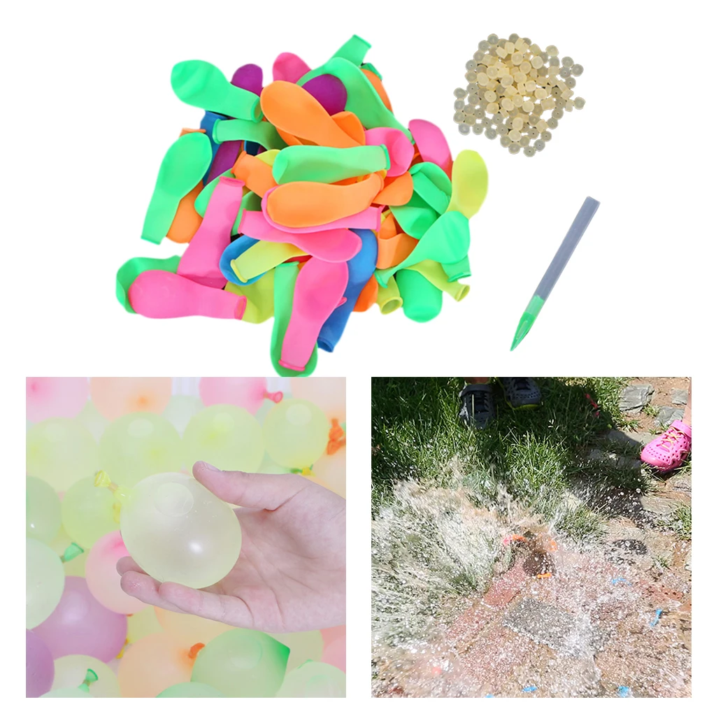 120PCS Latex Water Balloons Refill Kits Party Water Bomb Balloons Quick Filling