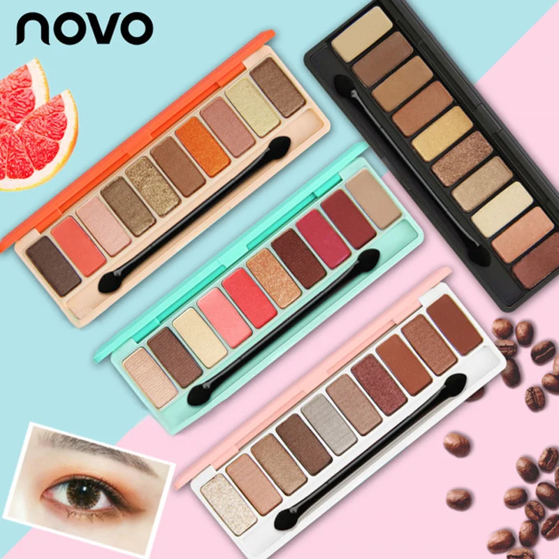 

New arrival Professional NOVO 10Colors Eyeshadow Palette Matte Nude Glitter Eye Shadow Makeup Tools Drop Ship