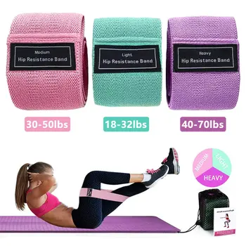 

Hip Band 3 Piece Cotton Yoga Resistance Band Wide Fitness Exercise Legs Band Loop Thigh Glute Butt Squat Anti Slip Bands