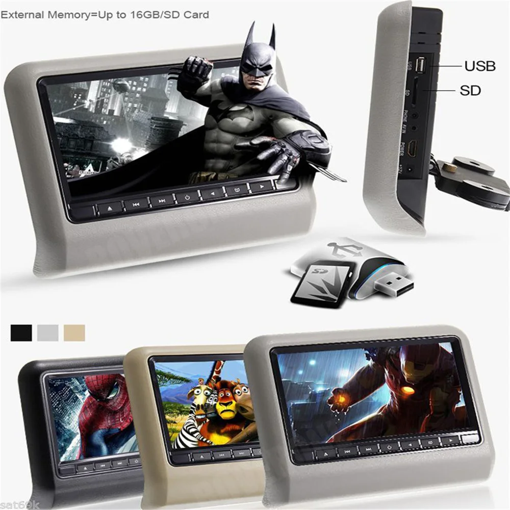 Универсальный автомобильный монитор на подголовник DVD подголовника 2 шт. 9 дюймов