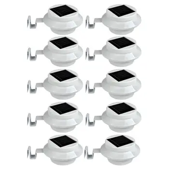 

10 pcs Solar Powered 3 LED Outdoor Light Gutter Pathway with Bracket