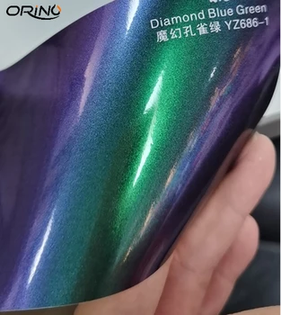 شراءقسط لمعان الحرباء اللؤلؤ بريق الأخضر الأرجواني الفينيل سيارة التفاف احباط مع بكرة شريط الهواء الماس سيارة ملصق مائي