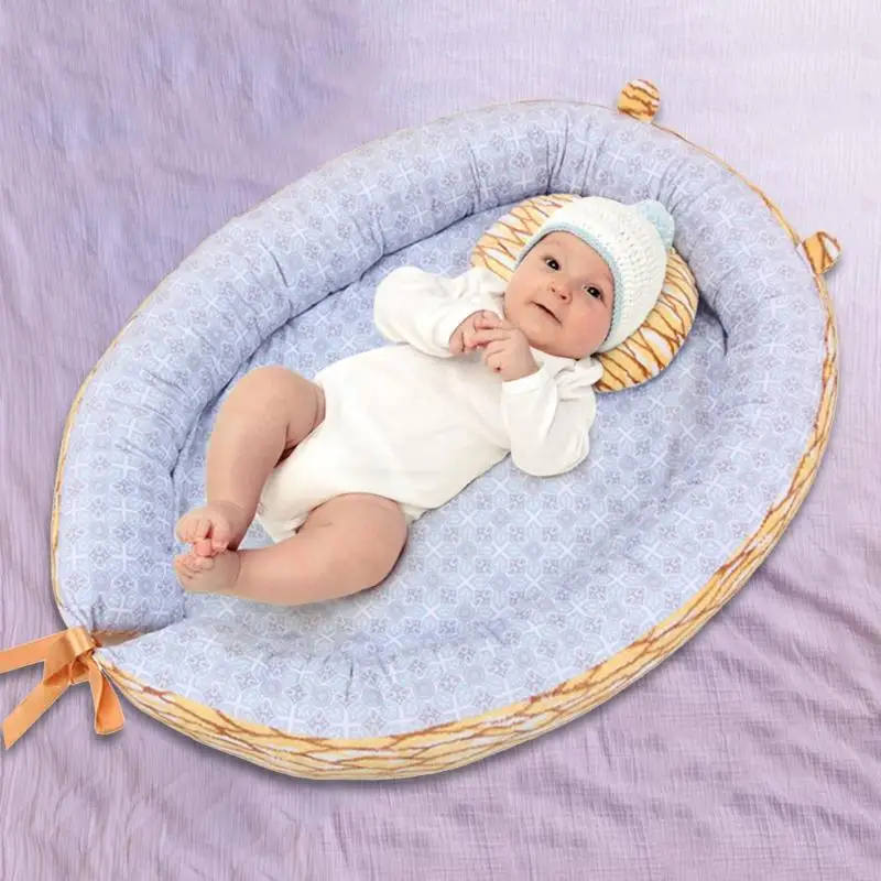 Портативная детская кроватка с подушкой для новорожденных, Детская безопасная Складная дышащая противоскользящая переносная люлька для сна