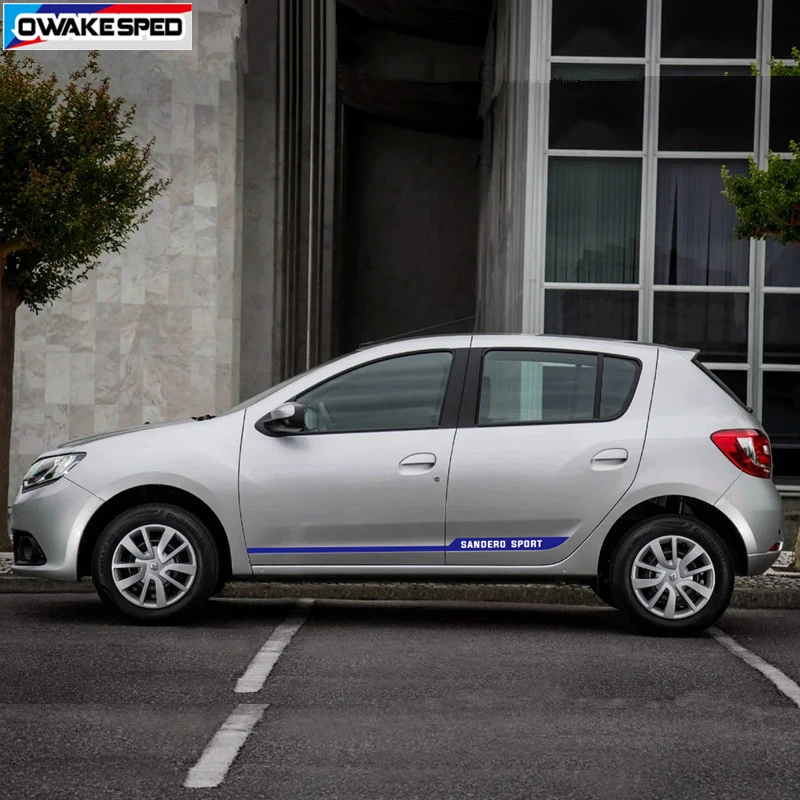 Carbon Fiber Car Door Side Skirt Sticker For Renault-Sandero RS Sport Stripes Racing Styling Auto Body Decor Vinyl Decals (1)