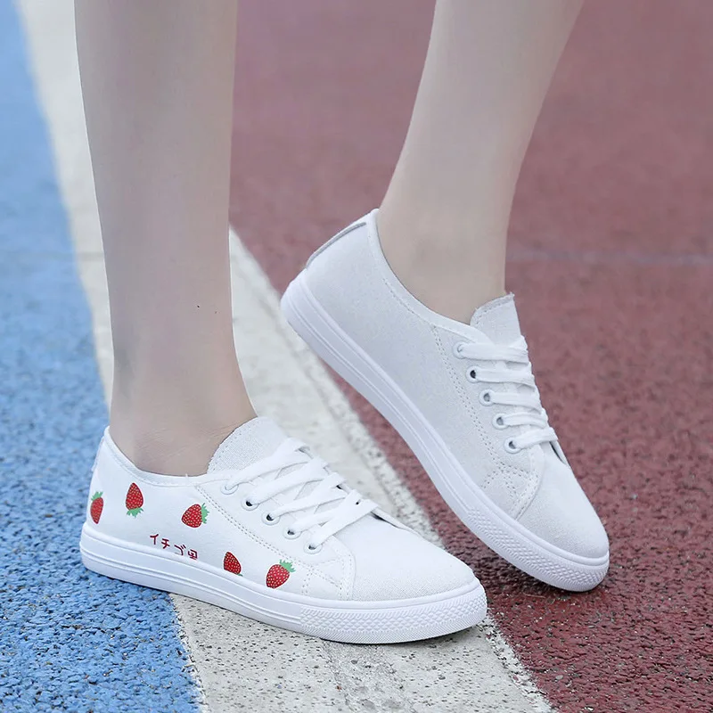 

Popular WOMEN'S Shoes 2019 Summer Breathable White Shoes Women Red Strawberry Versatile Casual Shoes