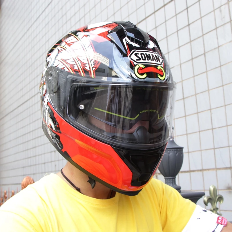 Full Face Kask Skull Printed Helmet Dual Visor Motorrad Helm Deodorant Capacete Airoh Casco Para Moto Capacete Axxis Moto Casco