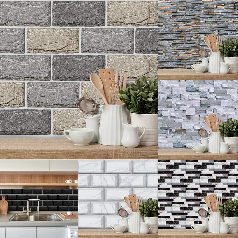 3D Wall Tiles Peel and Stick Self Adhesive Removable Stickers for Kitchen Backsplash Bathroom DIY Home | Дом и сад