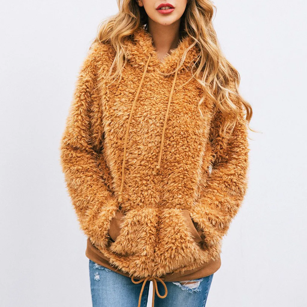 

Feitong Flannel Drawstring Hoodie Sweatshirt Long Sleeve Pullovers Women Hoodies Winter Autumn Casual Sweatshirts Hoody Women