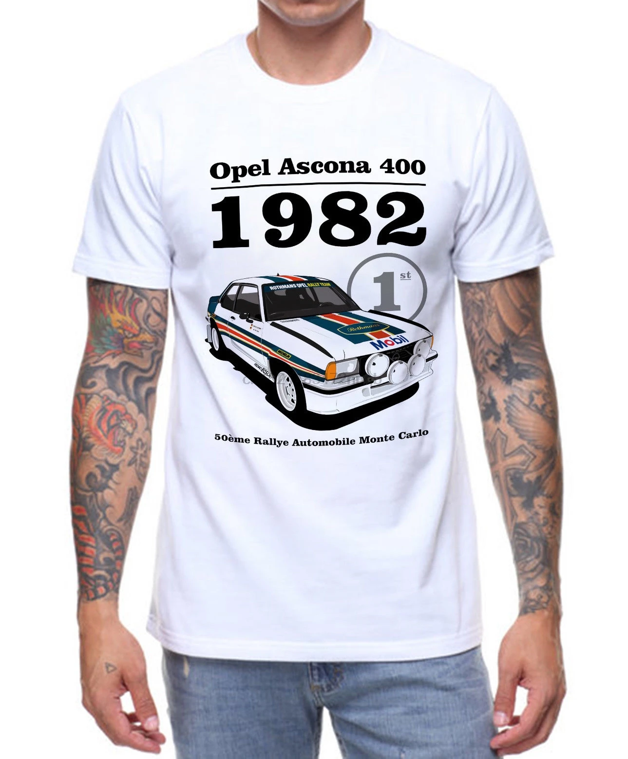 OPEL ASCONA 1982 Футболка классический автомобиль ралли трек подарок на день рождения