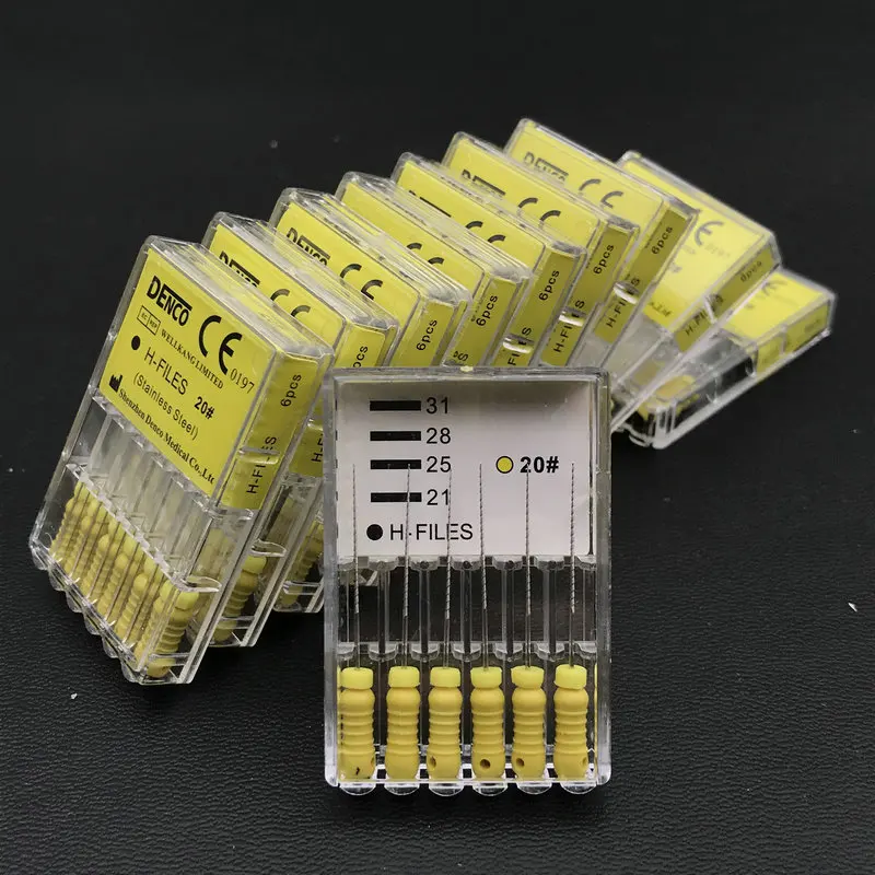 10 коробок эндодонтического корневого канала K файлы(ручного использования) стоматологические к-файл/H-файл 21 мм/25mm31mm файлы эндодонтические инструменты стоматолога инструменты - Цвет: 25mm H File No.20