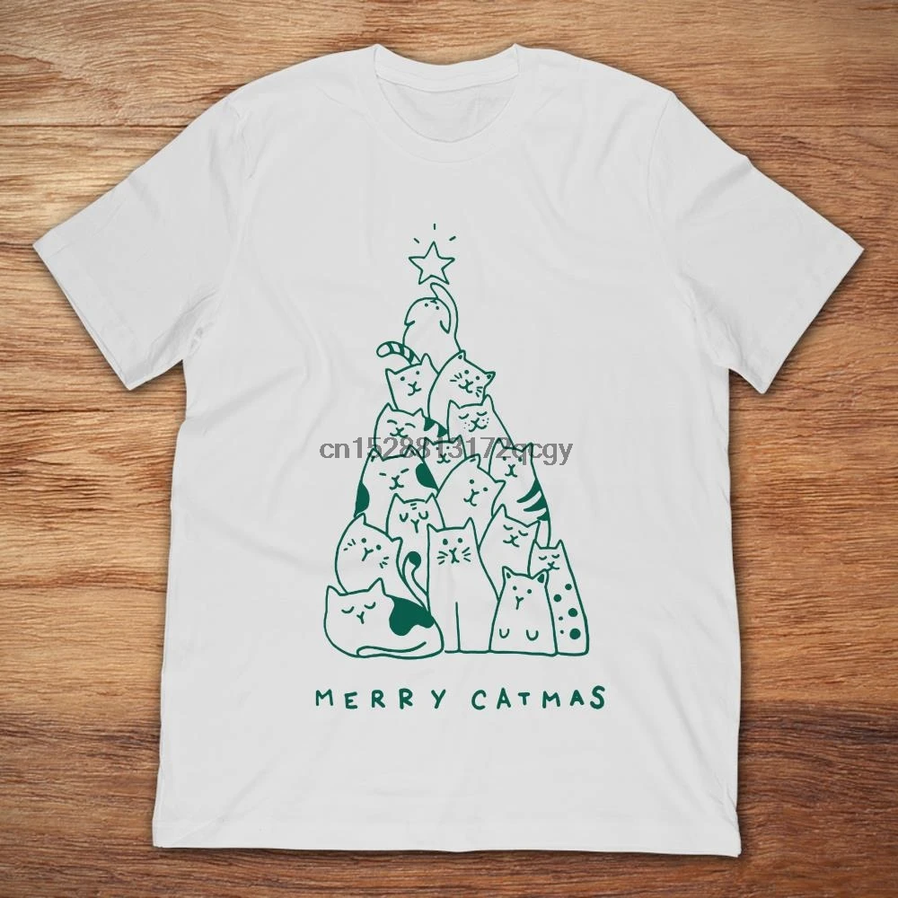 Брендовые милые кошки Веселые Catmas рождественские футболки 2019 Мужская футболка с