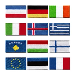 National flag computer embroidery patches clothes sticker ironing sew Applique Germany Ireland Italy Greece Estonia France