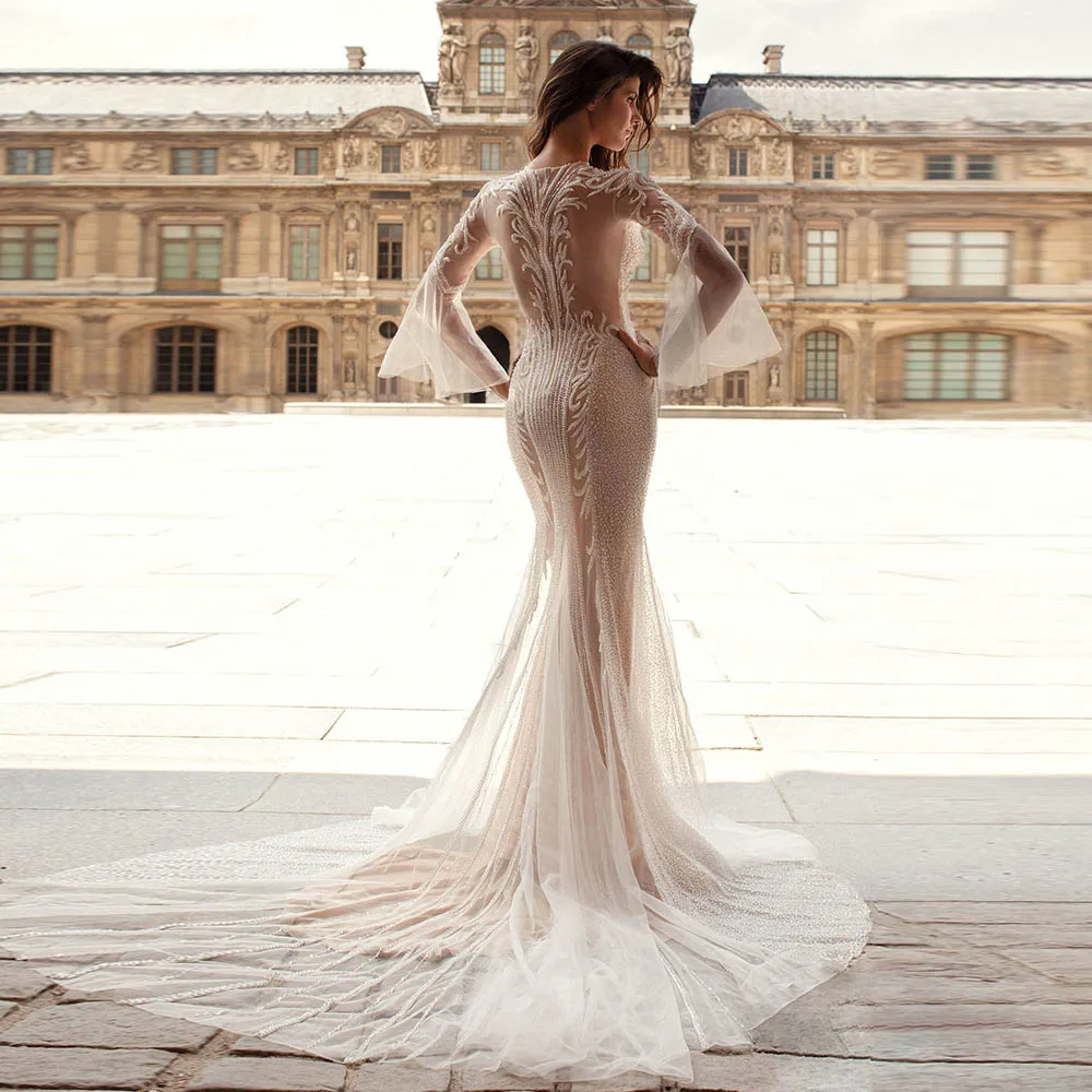 Вечерние платья Couture Illusion Роскошное вечернее платье с русалкой и бисером