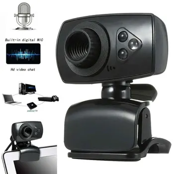 

Clip On For PC Laptop Teaching Live Streaming USB HD Webcam Video Calling 3 LED Light Computer Camera 480P 30fps With Microphone
