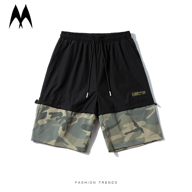 Pantalones cortos informales de camuflaje para hombre, pantalón corto de cinco puntos holgado, moda urbana, novedad de verano, 2021