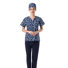 Новая рабочая одежда для кормящих, медицинская униформа, одежда для работы с врачом, одежда с принтом из мультфильма, медицинская одежда с шапкой, форма медсестры, костюмы