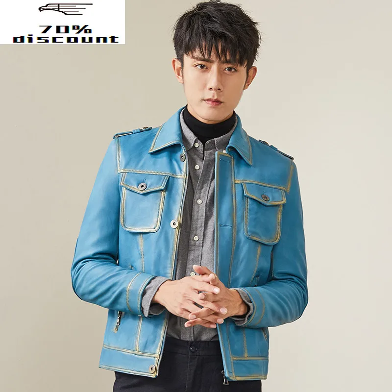 

Leather Jacket Sheepskin Genuine Leather Coats Men Korean Short Spring Autumn Leather Jackets MG-2840026 YY283
