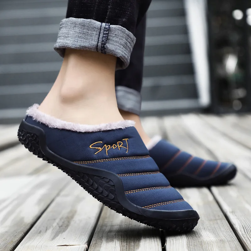 

Cotton Slippers Men's Winter Outdoor Waterproof Casual Shoes Household Cotton-padded Shoes Men's Warm plus Velvet MEN'S SHOES Sl