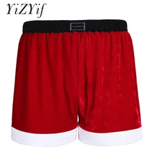 Мужские велюровые праздничные шорты-боксеры, Рождественские сексуальные мужские Фланелевые рождественские костюмы Санта Клауса, праздничные шорты-боксеры, вечерние шорты