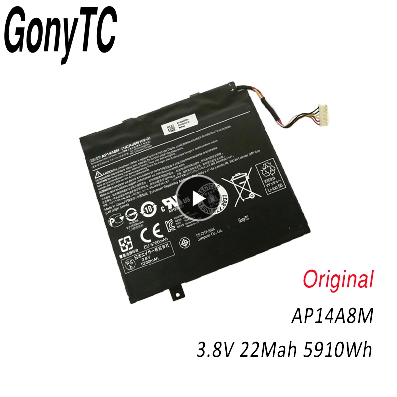 GONYTC AP14A8M Батарея для Acer Iconia Tab 10 Замена A3 A20 A20FHD SW5 011 012 AP14A4M 5910 мА ч|Аккумуляторы