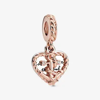 

Original 925 Sterling Silver Charm Heart Shaped And True Love Anchor Pendant Fit Pandora Women Bracelet & Necklace Diy Jewelry