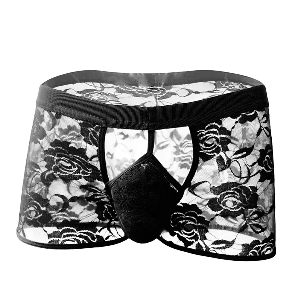 JAYCOSIN Men Lace Boxer Underwear Hollow Out Mens Panties Sexy Lace Underwear Sexy Lace Panties