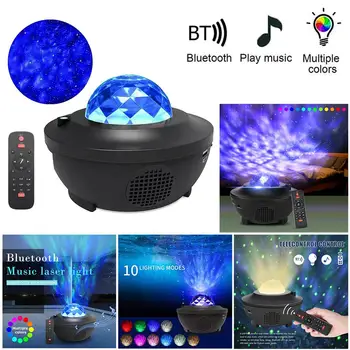 

Colorful Starry Sky Projector Blueteeth USB Voice Control Music Player LED Night Light USB Charging Projection Lamp Kids Gift