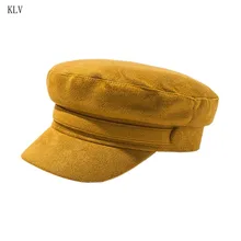Британский стиль, ретро замшевый Бархатный берет, кепка для женщин и девочек, Классический круглый плоский верх, таксистка, новорожденный, живописный козырек, остроконечная шапочка, темно-синяя шапка