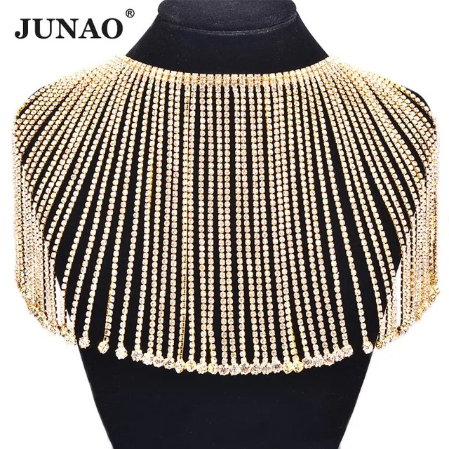138mm Gold Clear JUNAO 45 см/Лот прозрачный горный хрусталь бахрома стеклянная Хрустальная цепь с металлической отделкой сшитая кисточка аппликация из страз для платья Ремесло - Color: 138mm Gold Clear