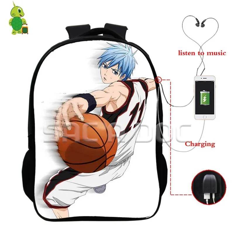 Аниме Kuroko No Basket Kuroko Tetsuya рюкзаки многофункциональные USB зарядка школьные сумки для подростков повседневный рюкзак для ноутбука - Цвет: 6