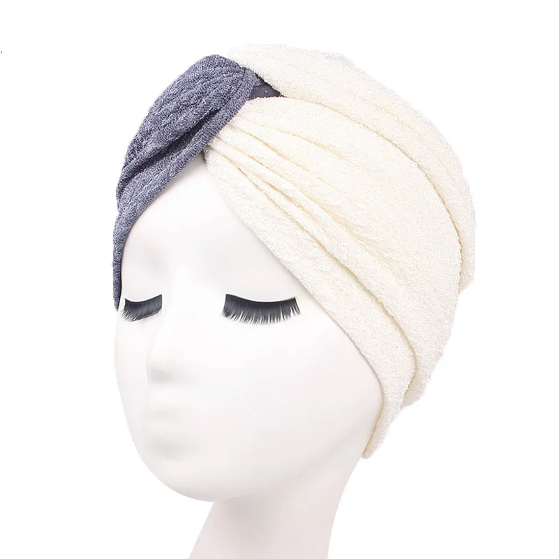 New Muslim Women Pearl Beading Elastic Turban Hat Cancer Cap Head Wrap cotton twist Chemo Cap Beanie Hijab Caps Headwear New Muslim Women Pearl Beading Elastic Turban Hat Cancer Cap Head Wrap cotton twist Chemo Cap Beanie Hijab Caps Headwear