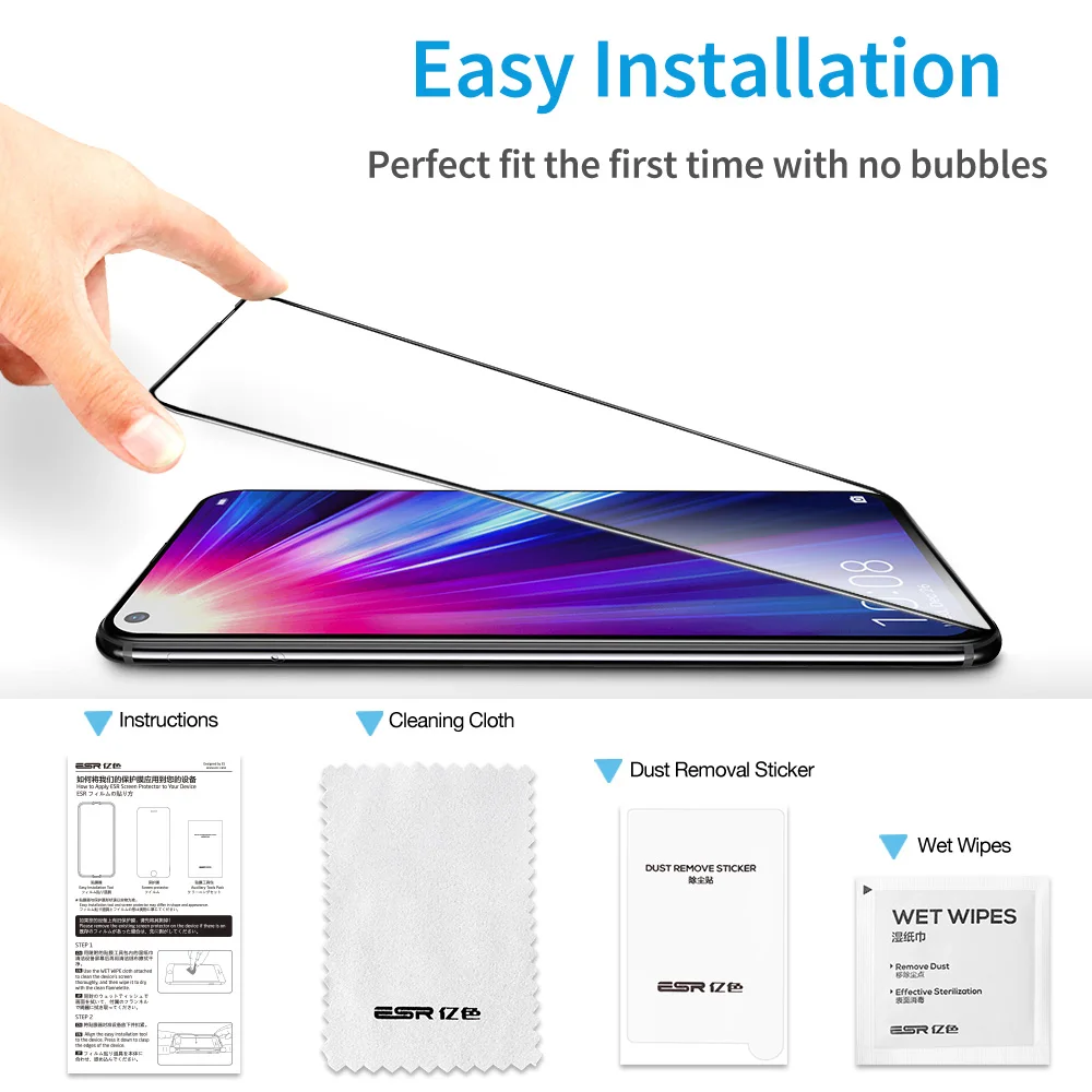 ESR закаленное Стекло для huawei Honor V9/10/20 P9/10 плюс полный охват анти-Блю-Ray протектор тонкий Стекло защитный Экран пленка