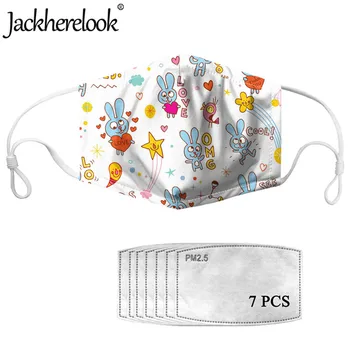 

Jackherelook Lovely Rabbits Design Girls Kids High Elastic Anti Fog Haze Confortable Reusable Face Mouth Mask With 7 Pcs Filters