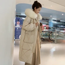 Loose Winter Women Down Jackets Fur Long Coat Women Puffer Female Warm Autumn Feather Jacket For Girl Parka Coats Duck Outerwear